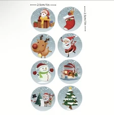 40 PCs Round 1” Christmas Themed Stickers Small Business Envelope Seals Gift