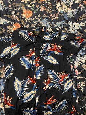 Primark Men's Hawaiian Tropical Button-Up Shirt Short Sleeve Point Collar S