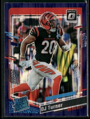 2023 Donruss Optic DJ Turner #220 RC Purple Shock Prizm Cincinnati Bengals
