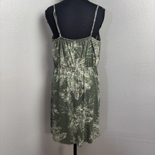 NWT Old Navy Dress Women's Medium Green Tropical Elastic Waist Resort Cruise