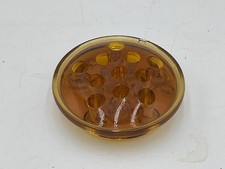 Vintage Amber Glass domed Flower Frog 11 Holes 3  