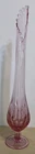 Fenton Colonial Pink Thumbprint Swung Footed Glass Vase 17.5 in Tall