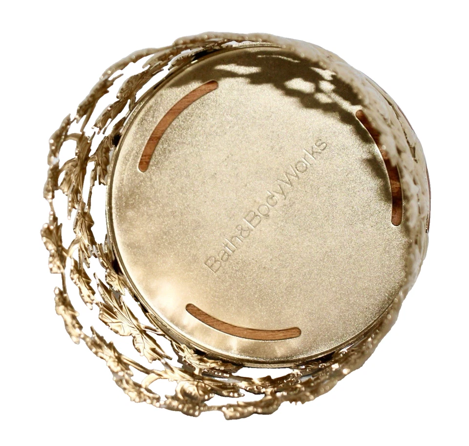 Bath & Body Works Золотые Кленовые Листья 3-Фитильный Подсвечник Деревянное Основание - Изображение 3 из 4