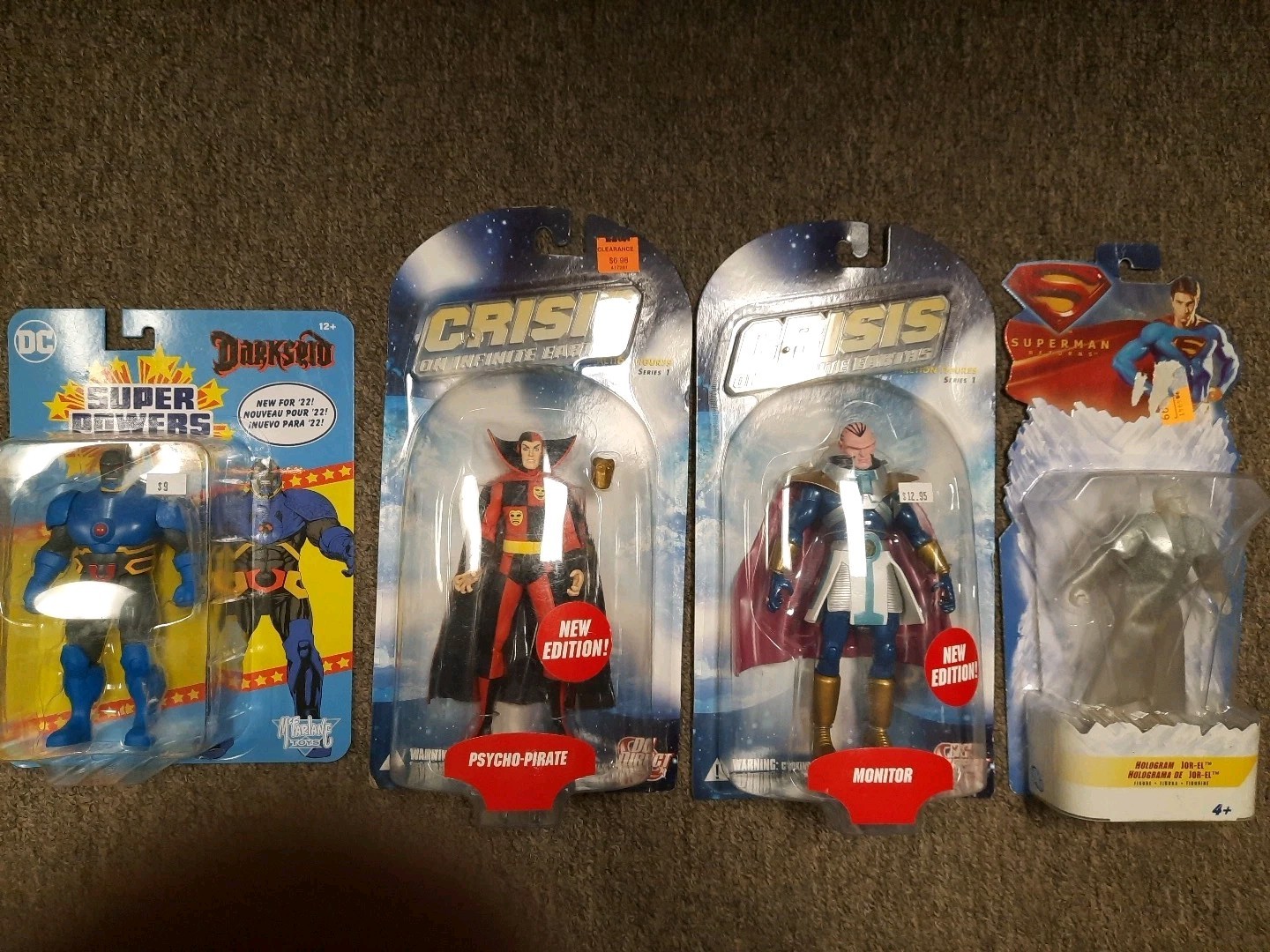 DC Direct 4 Figure Sealed MOC Lot Monitor Psycho Pirate Jor El Darkseid Crisis