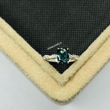 Cushion Cut Teal Sapphire Ring 925 Sterling Silver Gift For Her Engagement Ring.