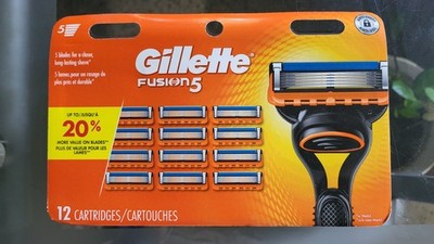 BRAND NEW GILLETTE FUSION 5 REFILL RAZOR BLADES, 12 Cartridges