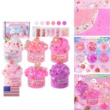 LAWOHO 6 Pack Pink Cloud Slime Kit for Girls Ages 8-12 Birthday Gift
