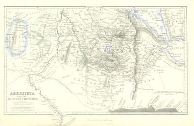 Antike Karte von Abessinien (Abessinien), Äthiopien Sudan Petermann 1856 alt