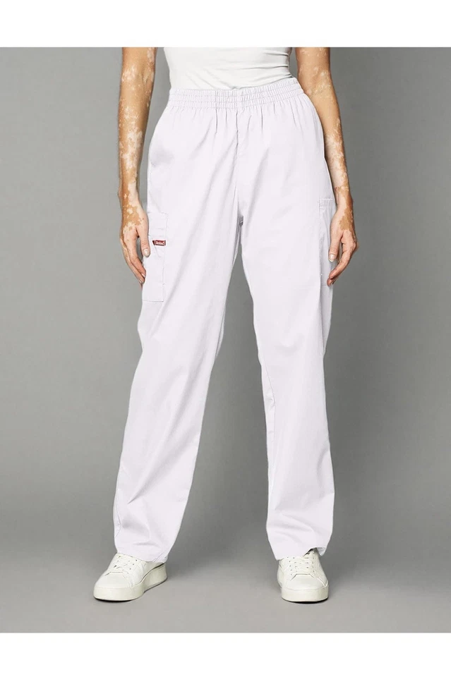 Pantalones Médicos Dickies XL Signature para Mujer, Cintura Elástica Pull-On Carga, Blancos Foto 3 de 4