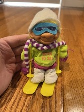 Russ 'Born to Ski' Troll Doll Yellow Hair, 5-inch, Vintage