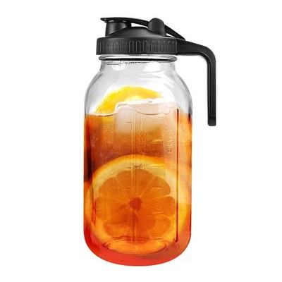 Half Gallon Mason Jar Pitcher, 64 oz Sun Tea Jar Large Wide Mouth Mason Jar P...