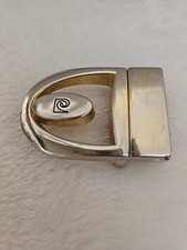 Vintage Pierre Cardin Gold Tone Reversible Belt Buckle PC Logo Made In Italy