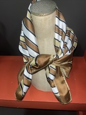 Vera Neumann Ladybug Scarf Brown Stripes 25  Sq VTG