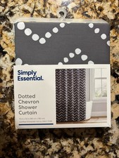 Brand New Shower Curtain Gray And White Dotted Chevron 72x72 inches poly cotton