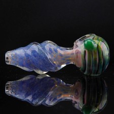 4.5" Handmade Thick Teal Color Changing Spiral Tobacco Smoking Bowl Glass Pipes