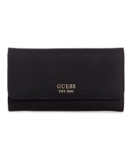 Guess Lyndi Slim Clutch Snake Print Wallet Black Silver
