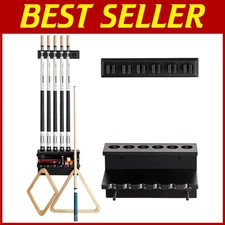 Oak Wall Mount Pool Stick Holder - 6 Cue Rack