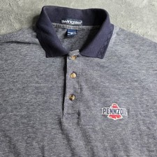 Vintage Swingster Pennzoil Polo Mens XL Navy Blue Short Sleeve Made In USA