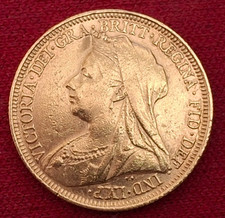 Gold Sovereign - 1895 Sydney Queen Victoria British Gold Coins 22ct gold 8 g