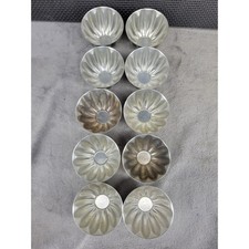 Vintage Aluminum Fluted Tart Jello Molds Scalloped Baking Tins Set of 10 Silver