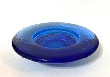 Fire and Light Recycled Art Glass Wine Bottle Stand/Candle Holder Cobalt Blue