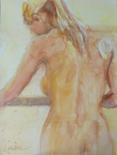 GERRY MILLER. Acquerello - "Nudo". Senza cornice. 23x31 cm.