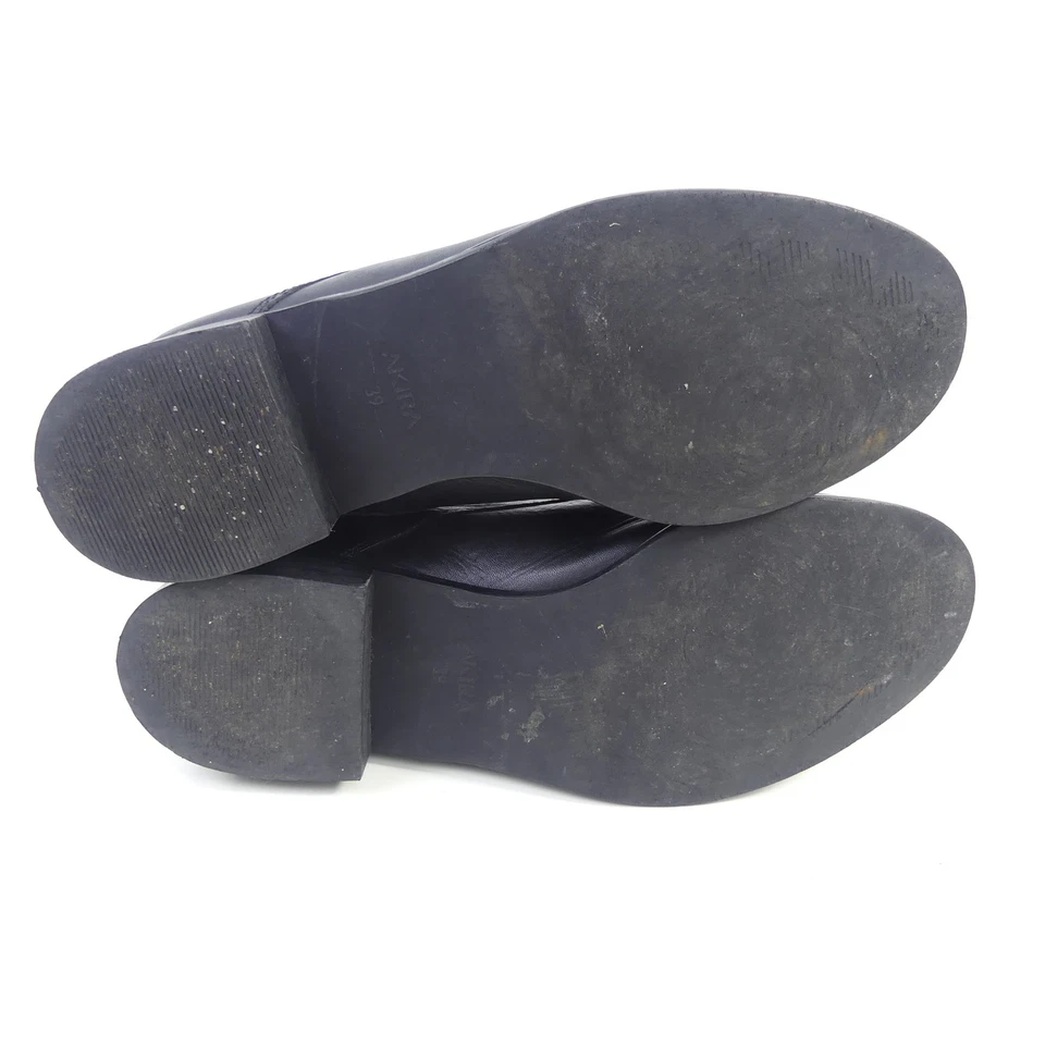 AKIRA Boots Stiefeletten Ankle Boots Schnürung Leder Schwarz Gr. 39 - Bild 4 von 4