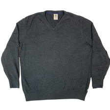 Timberland Grey Pullover Cotton V Neck Knit Jumper Size Men's Large Regular