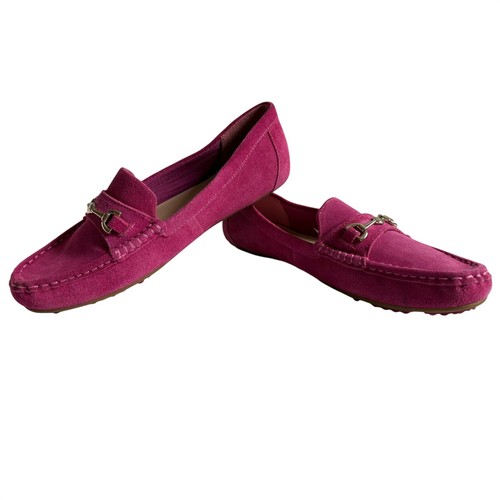 Isaac Mizrahi Live Fuchsia Pink Suede Horsebit Driving Loafers Women Size 8.5 - Bild 7 von 12