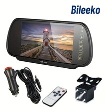 Car 7 Inch Rear View Backup Mirror Monitor Parking System With Reverse Camera