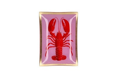 Gift Company Love Plates, Glasteller M, Motiv: Hummer, rosa/rot
