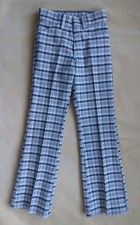 Vintage 1970s Plaid Pants JC Penney Super Denim Flares Boys Size 12