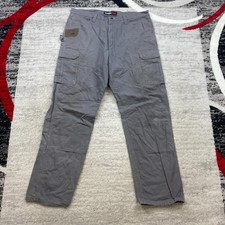 Wrangler Riggs Canvas Double Knee Cargo Pants 38 Gray Y2K Carpenter 38x34 Mens