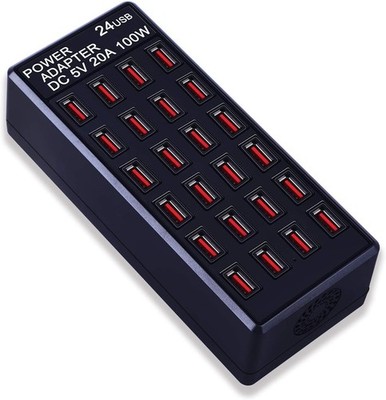 MIXILIN 24-Port USB Charging Station - 100W 20A Multi-Port Fast Desktop Charger