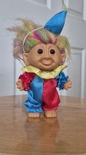 Cute Vintage Troll Doll Clown Bright of America 5 inch Rainbow Hair With Earring