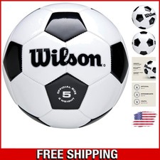 Traditional Black/White Wilson Soccer Ball - Size 5 for Recreational Play