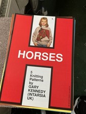 Horses 5 Knitting Patterns Gary Kennedy Intarsia 1993 Sweater DK 24"-44"