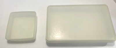 Vintage Tupperware Storage Container Set Square 670-36 & Rectangle 12''x 7''x  2''