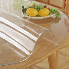 Clear Round Dining Table Protector Tablecloth Cover Desk Top Pad Mat for Glas...