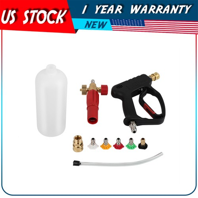 #ad 5000PSI Short High Pressure Washer Gun w Foam Cannon Gun Kit for Car Washing $42.36