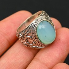 Aquamarine Men's Ring 925 Sterling Silver Handmade-Statement Ring All Size-BJ185