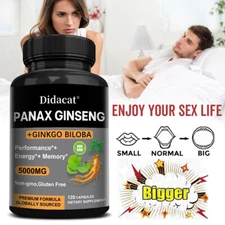 Ginseng + Ginkgo Extract 5000mg - For Memory, Focus On Brain And Muscle Health