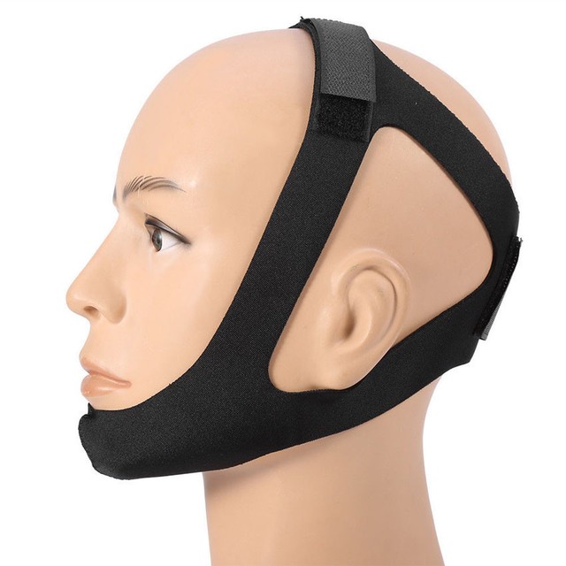 CPAP Chin Strap Belt Restraint Black Support for CPAP Sleep Apnea Anti