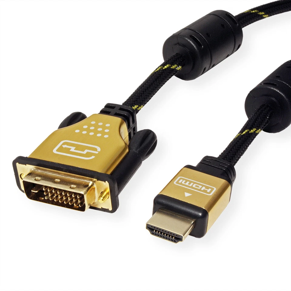 Monitorkabel Gold DVI-HDMI, Stecker-Stecker, (24+1) dual link, 1 m - Bild 3 von 4