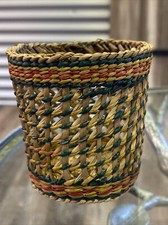 "Taza de mimbre hecha a mano de paja / soporte para maceta de especias decoración 3"""