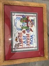 Needlepoint Snowman Framed