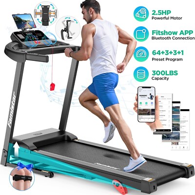 Folding Treadmill for Home, Adjustable Incline 64+3+3+1 Programs,  Electric - Main Image
