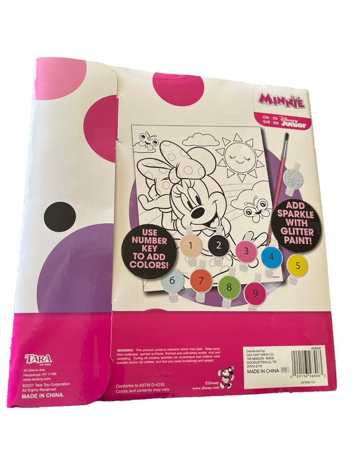 Disney Junior MINNIE Glitter Paint by Number 1 Scene, 1 Paintbrush
