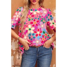 Tied Printed Round Neck Half Sleeve Blouse