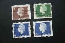 Kanada, Queen Elisabeth II., teilweise geschnitten (4 Marken gestempelt)